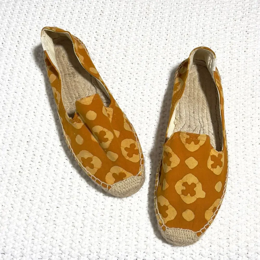 WREN X SOLUDOS Batik Medallion Platform Espadrille Canvas Boho Orange SZ 10